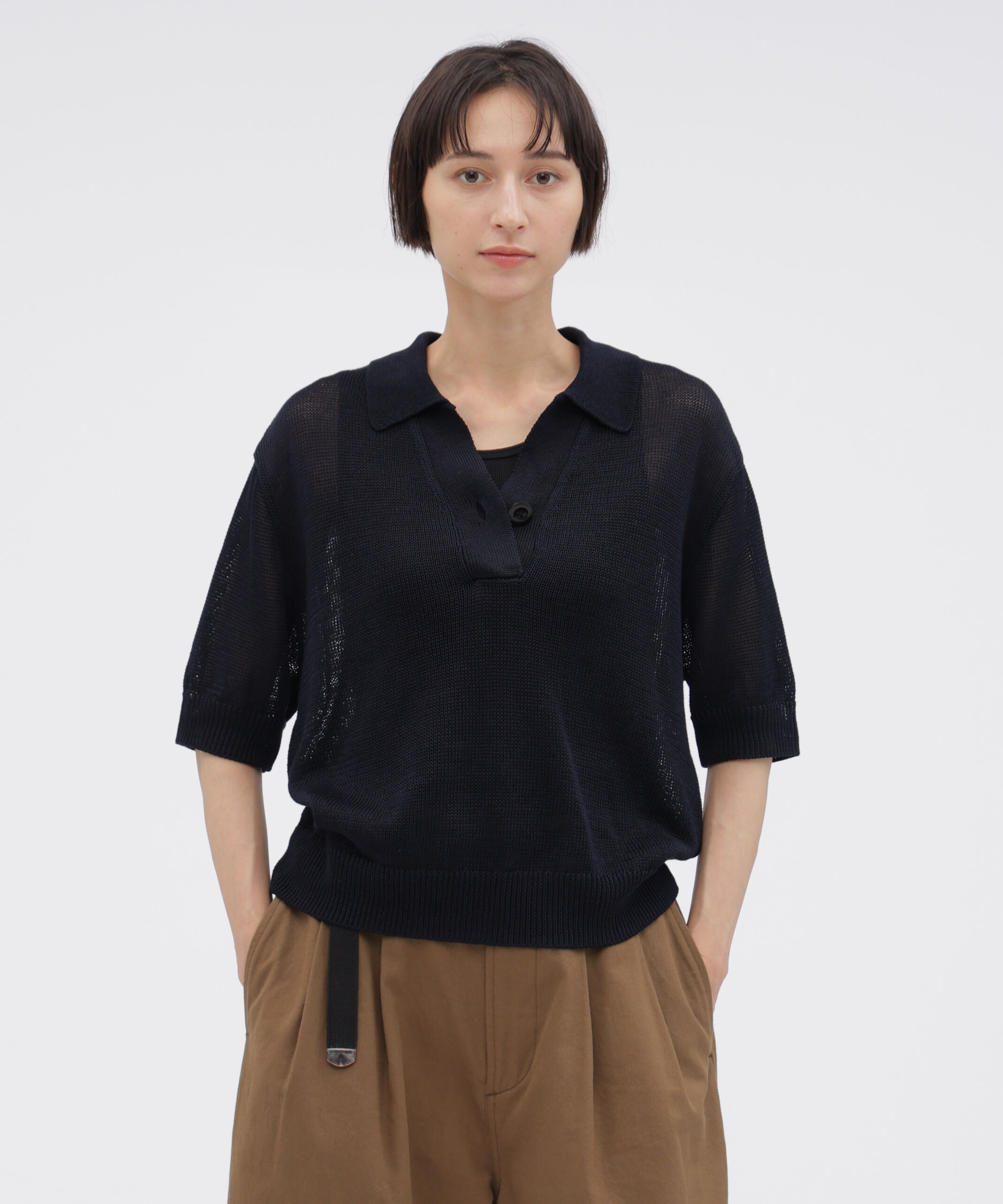 MHL.「COATED COTTON KNITWEAR」|ニット・セーター|DARK NAVY1