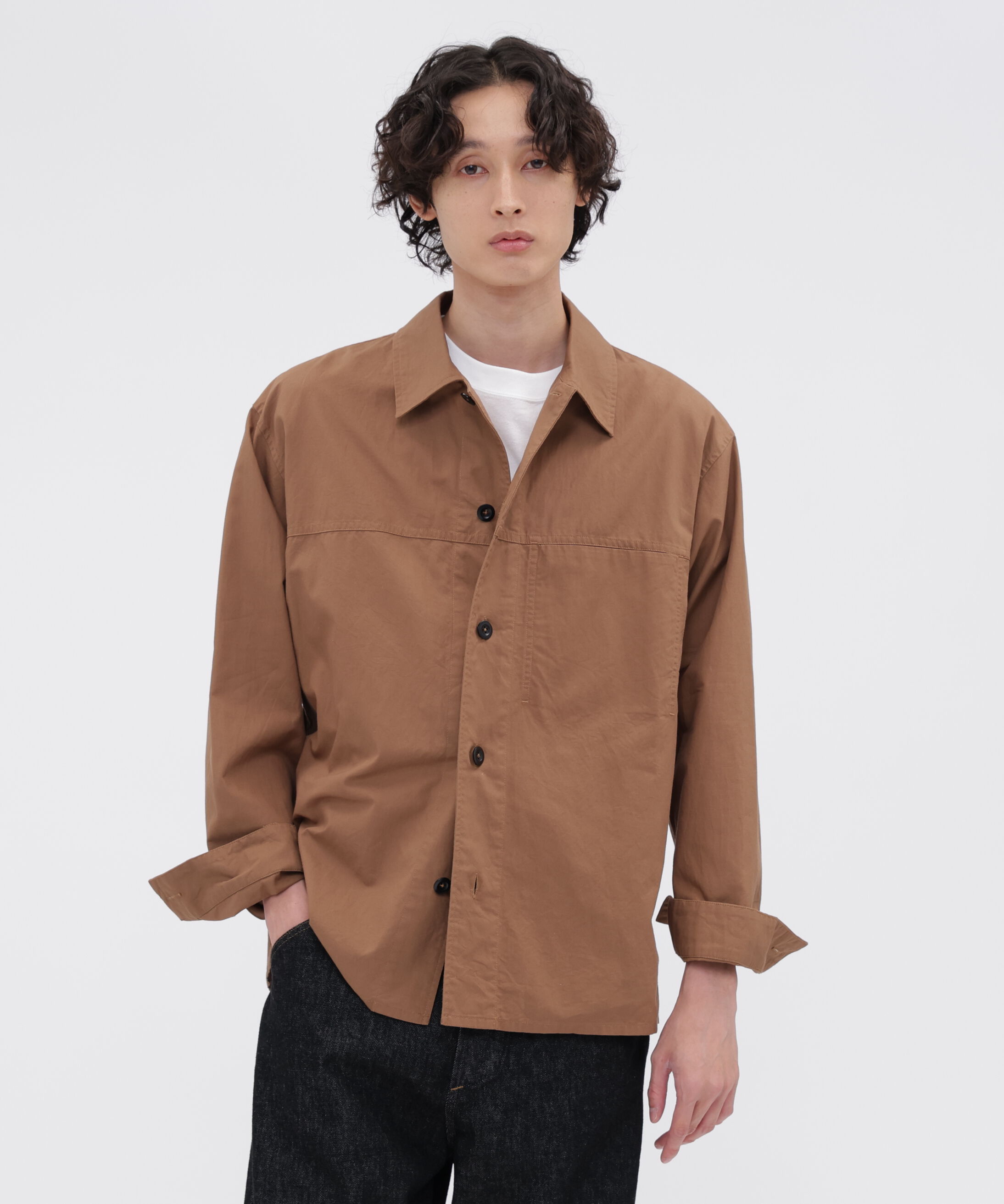 MHL.「DRY COTTON LINEN PLAINWEAVE SHIRT」|シャツ・ブラウス|BROWN