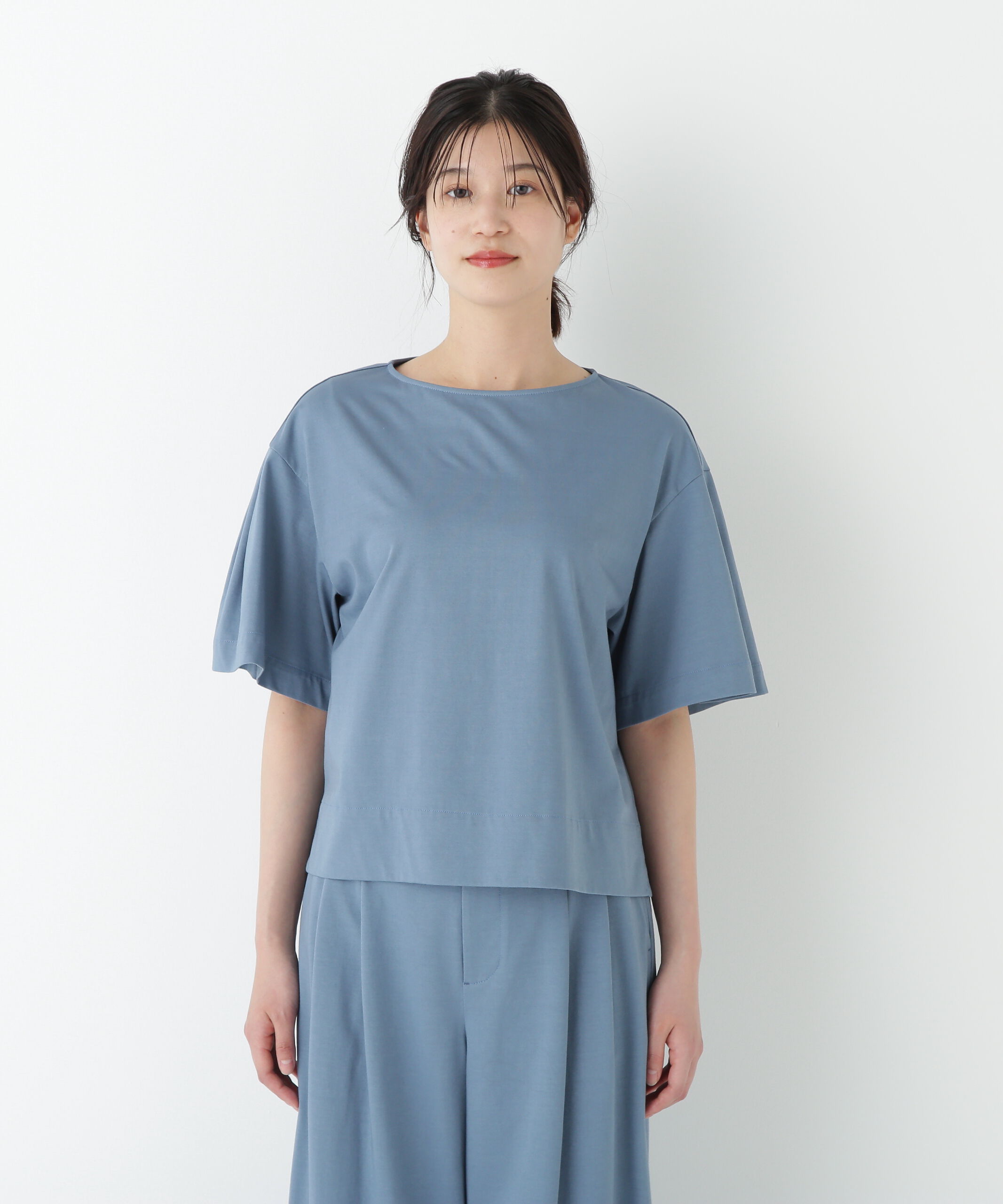  「◆プレーティング天竺タックスリーブボートネックプルオーバー」|Tシャツ・カットソー|