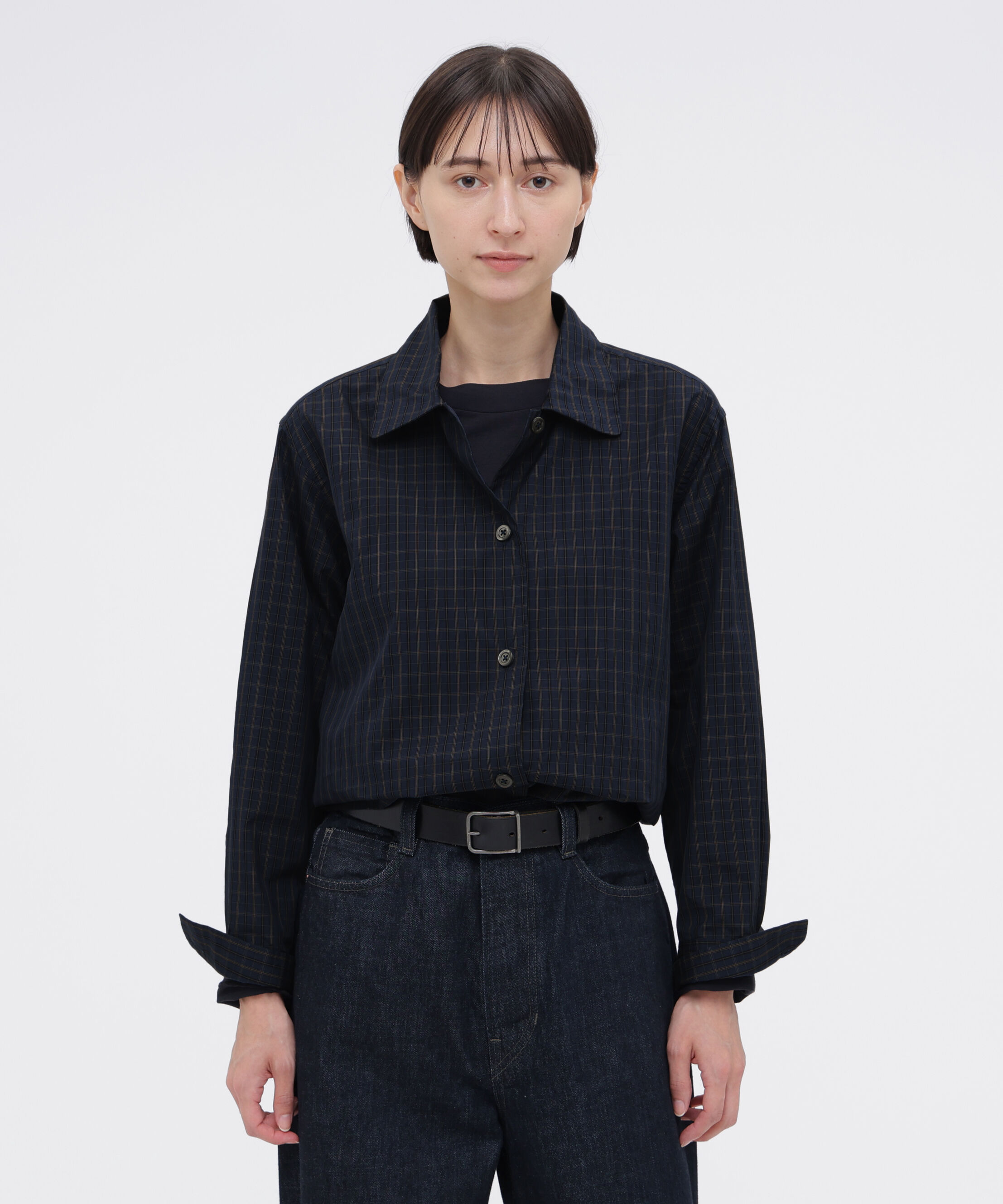  「COTTON SILK CHECK SHIRT」|シャツ・ブラウス|BLUE