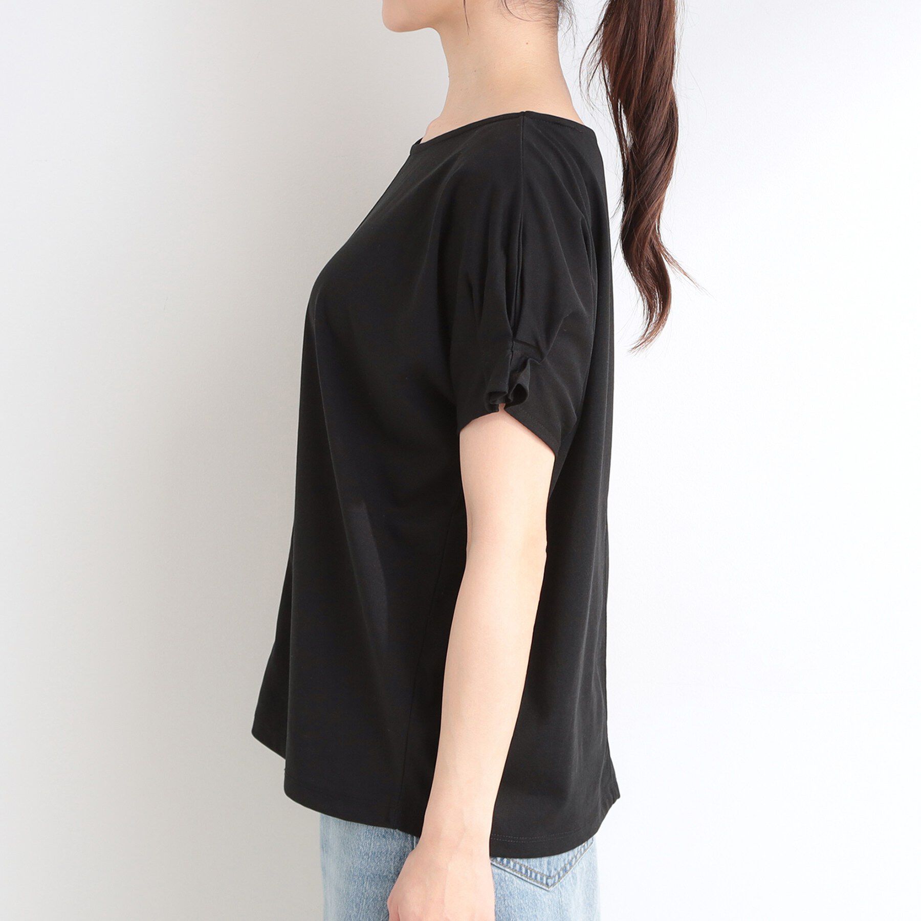 SHOO･LA･RUE「【S-LL/UV/プチプラ】お袖タックで好印象 デザインTシャツ」|Tシャツ・カットソー|