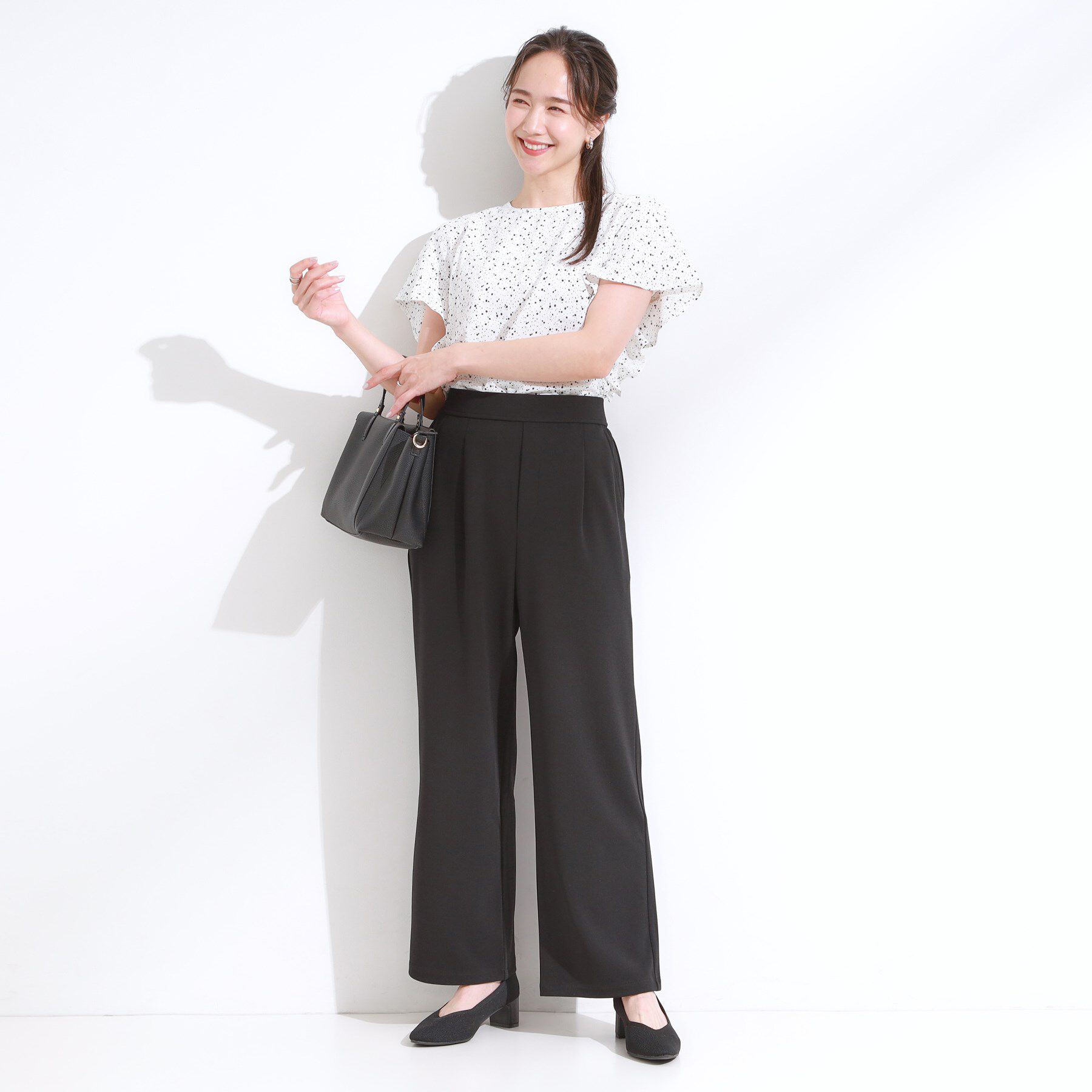 SHOO･LA･RUE「【S-LL/ストレッチ】脚のラインを拾いにくい スマートワイドパンツ」|その他|