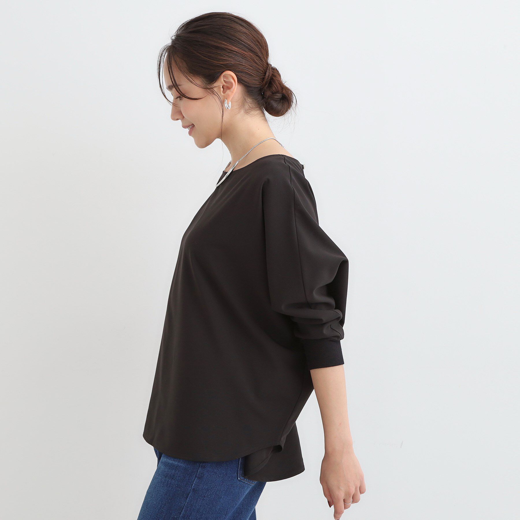 SHOO･LA･RUE「【高レビュー/洗濯後しわになりにくい】1枚でサマ見え 8分袖ドルマンブラウス」|シャツ・ブラウス|