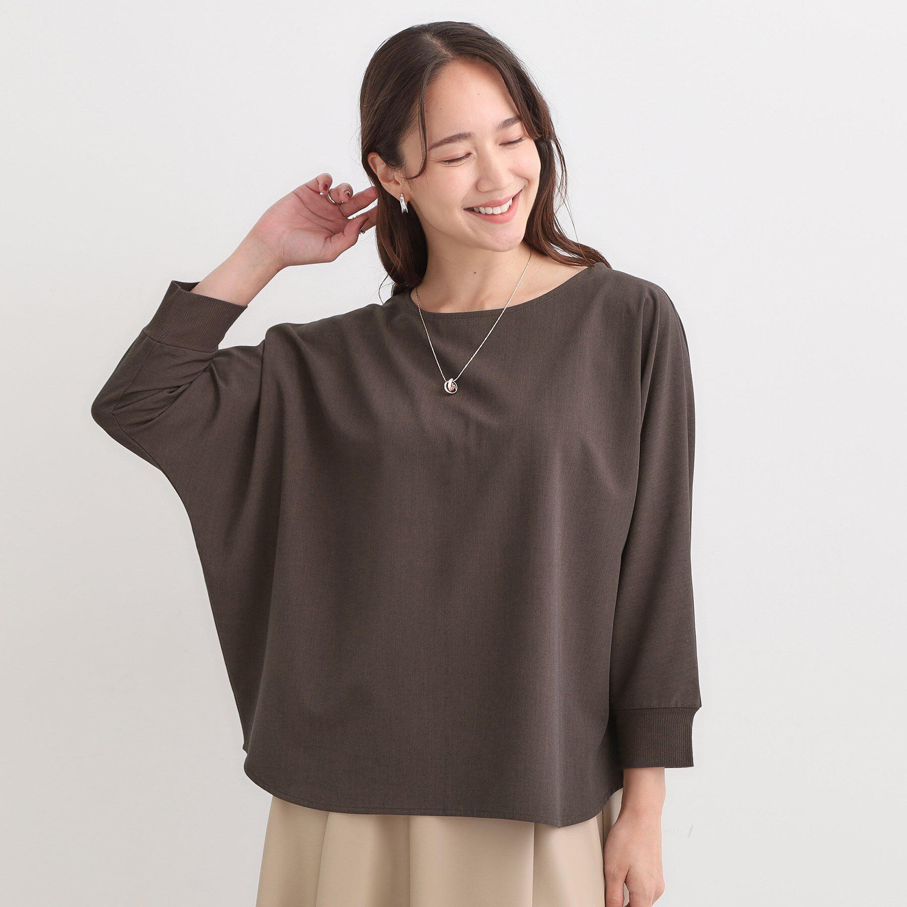 SHOO･LA･RUE「【高レビュー/洗濯後しわになりにくい】1枚でサマ見え 8分袖ドルマンブラウス」|シャツ・ブラウス|