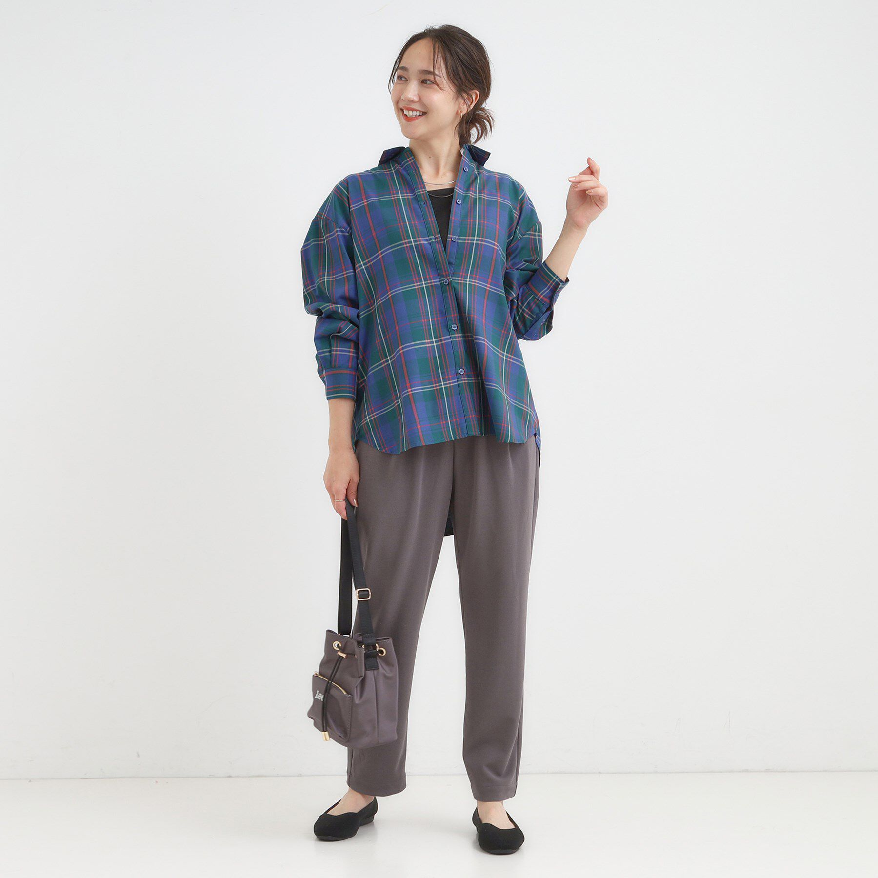 SHOO･LA･RUE「【洗濯機可/S-LL】程よい抜け感 大人のチェックシャツ」|シャツ・ブラウス|