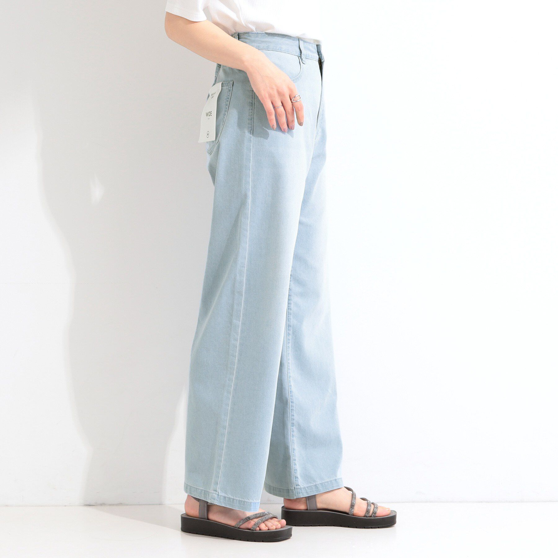 SHOO･LA･RUE「【洗濯機可】軽い着ごこちライトオンスデニムワイドパンツ」|その他|