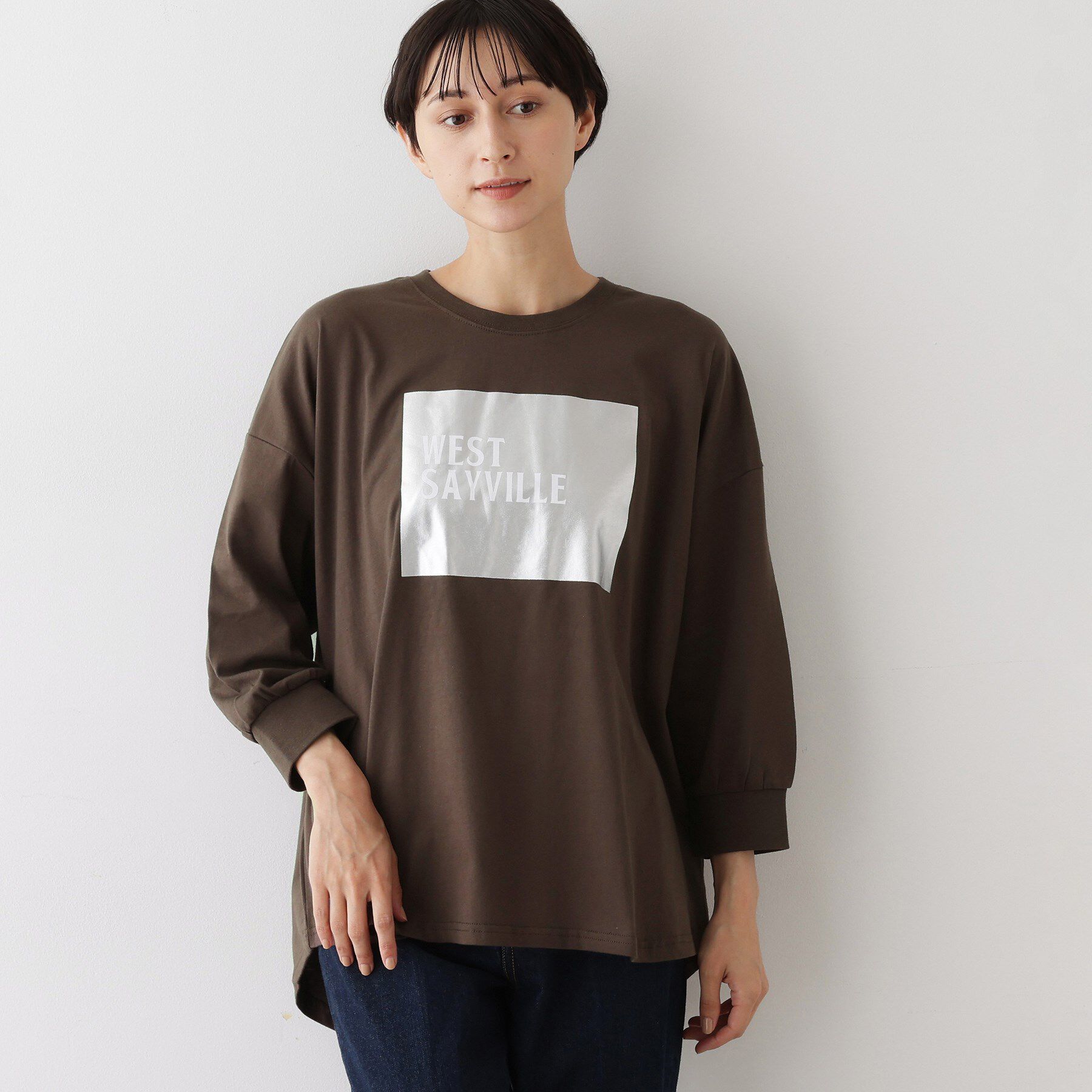 Dessin「【洗える】箔プリントロングTシャツ」|Tシャツ・カットソー|