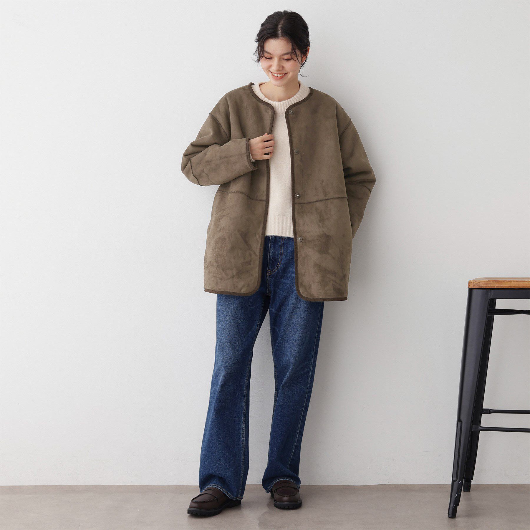 Dessin「【2WAY】フェイクムートンコート」|ノーカラーコート|