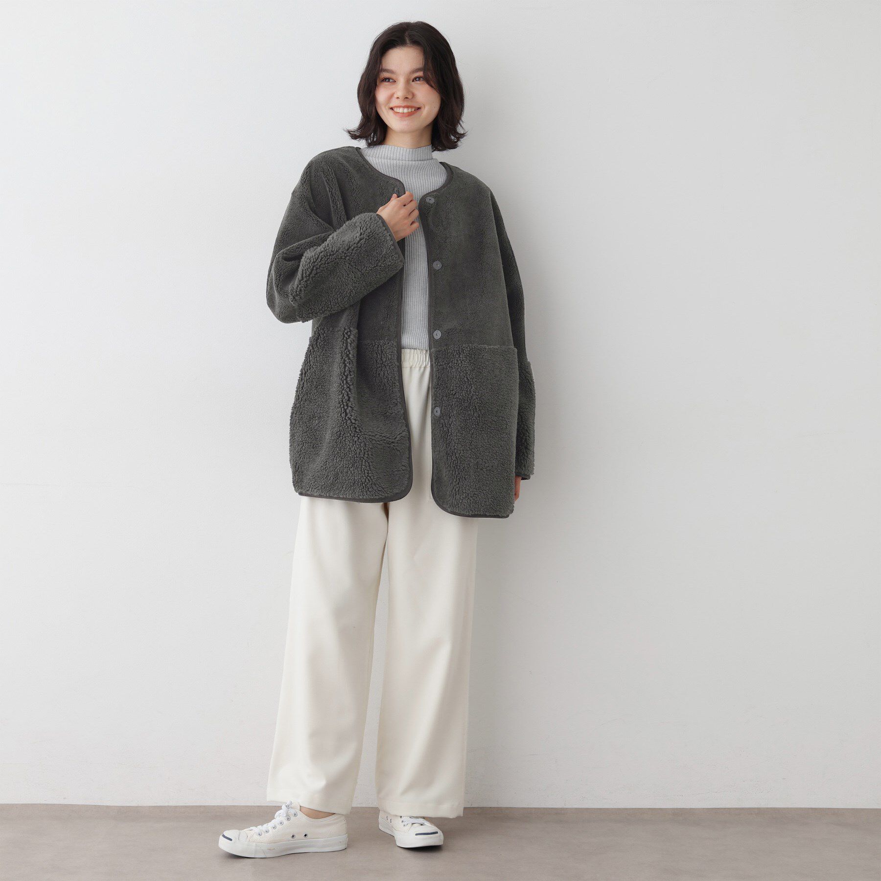 Dessin「【2WAY】フェイクムートンコート」|ノーカラーコート|