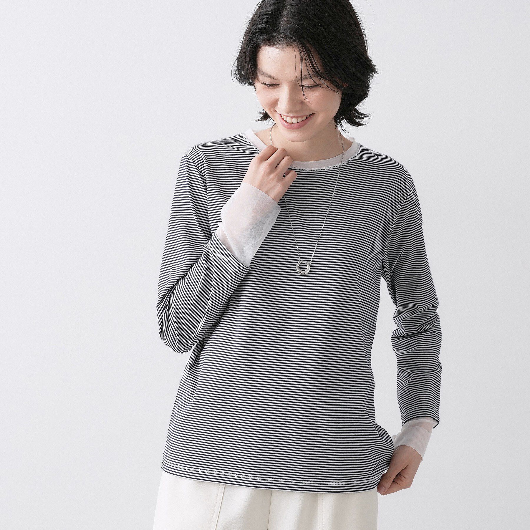 Dessin「【洗える】シアーチュールポイントカットソー」|Tシャツ・カットソー|