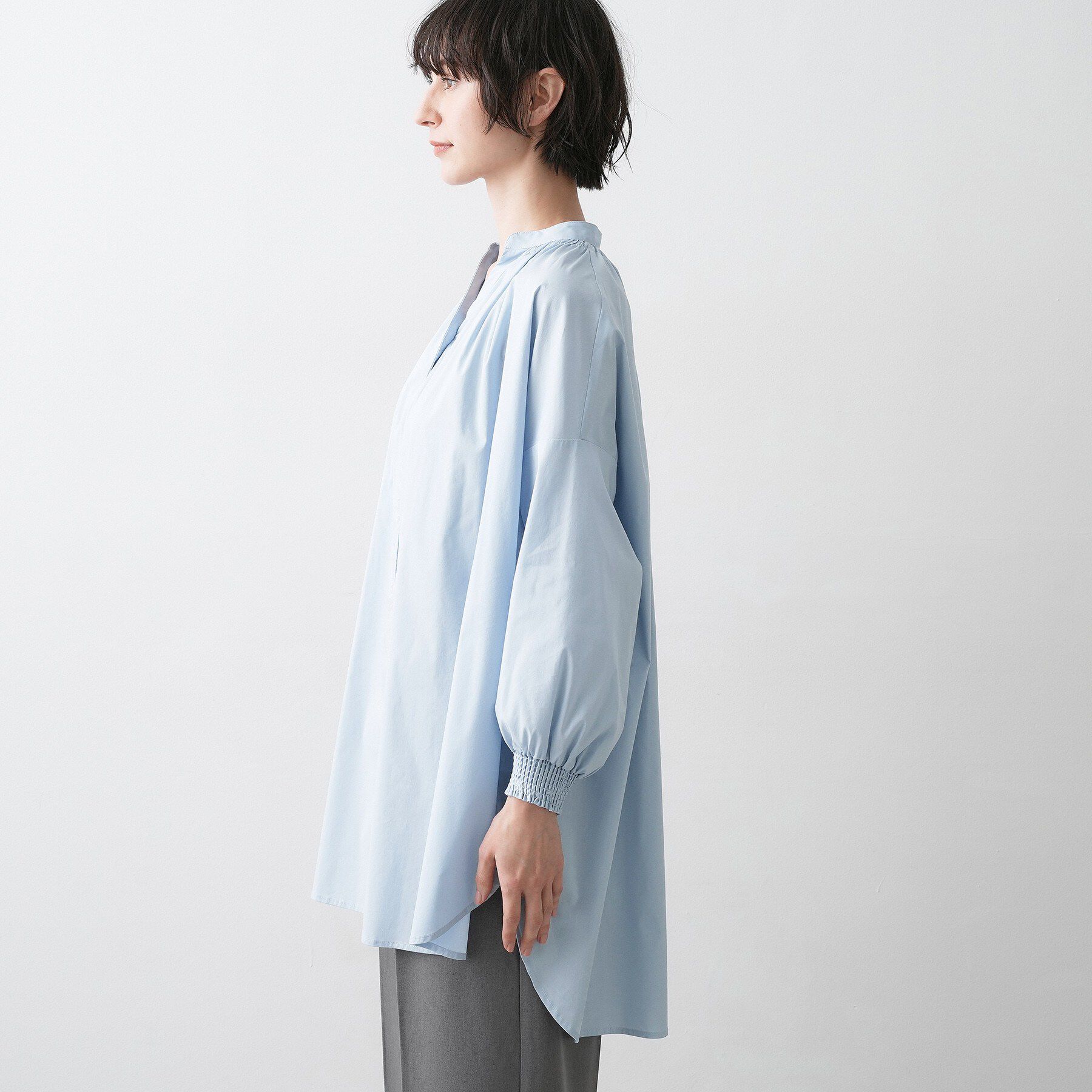 Dessin「【洗える】シャーリングネックチュニックシャツ」|チュニック|