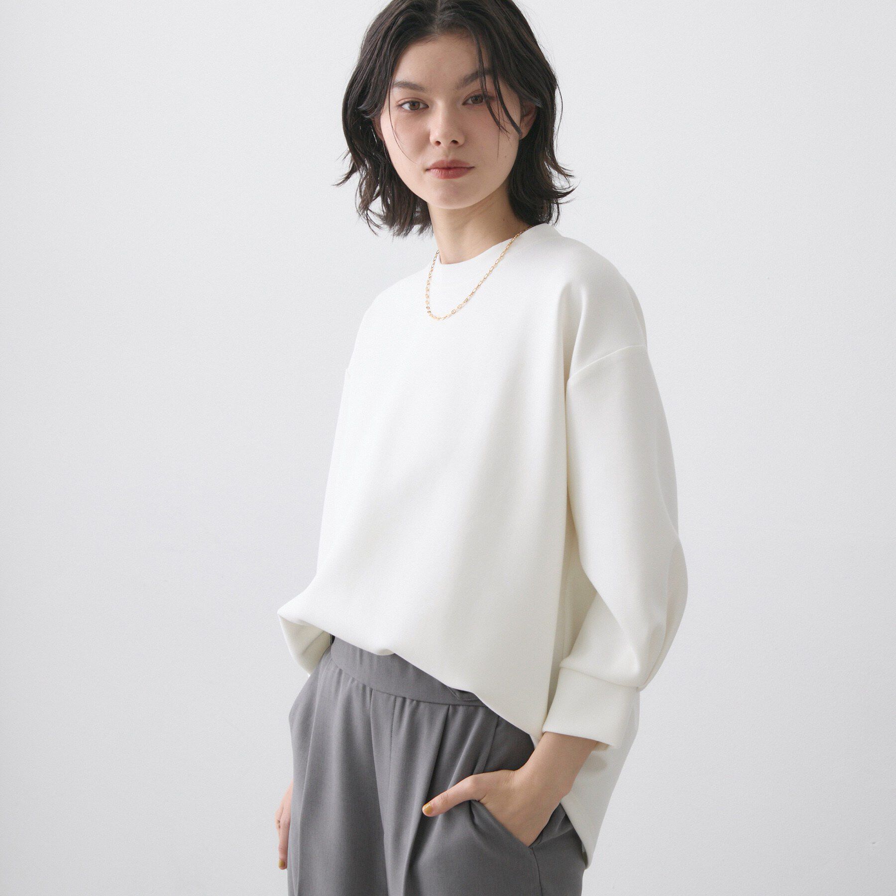 Dessin「【洗える】8分袖ボンディングカットソー」|Tシャツ・カットソー|