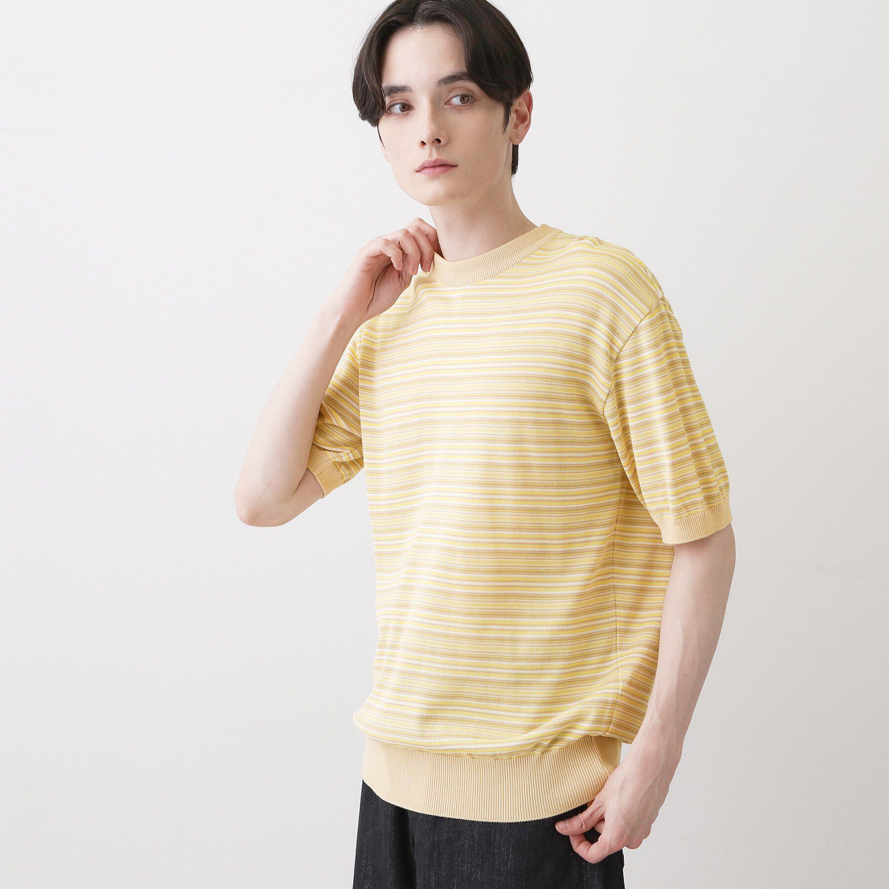 Dessin「【洗える】日本製ニットTシャツ」|Tシャツ・カットソー|イエロー(332)
