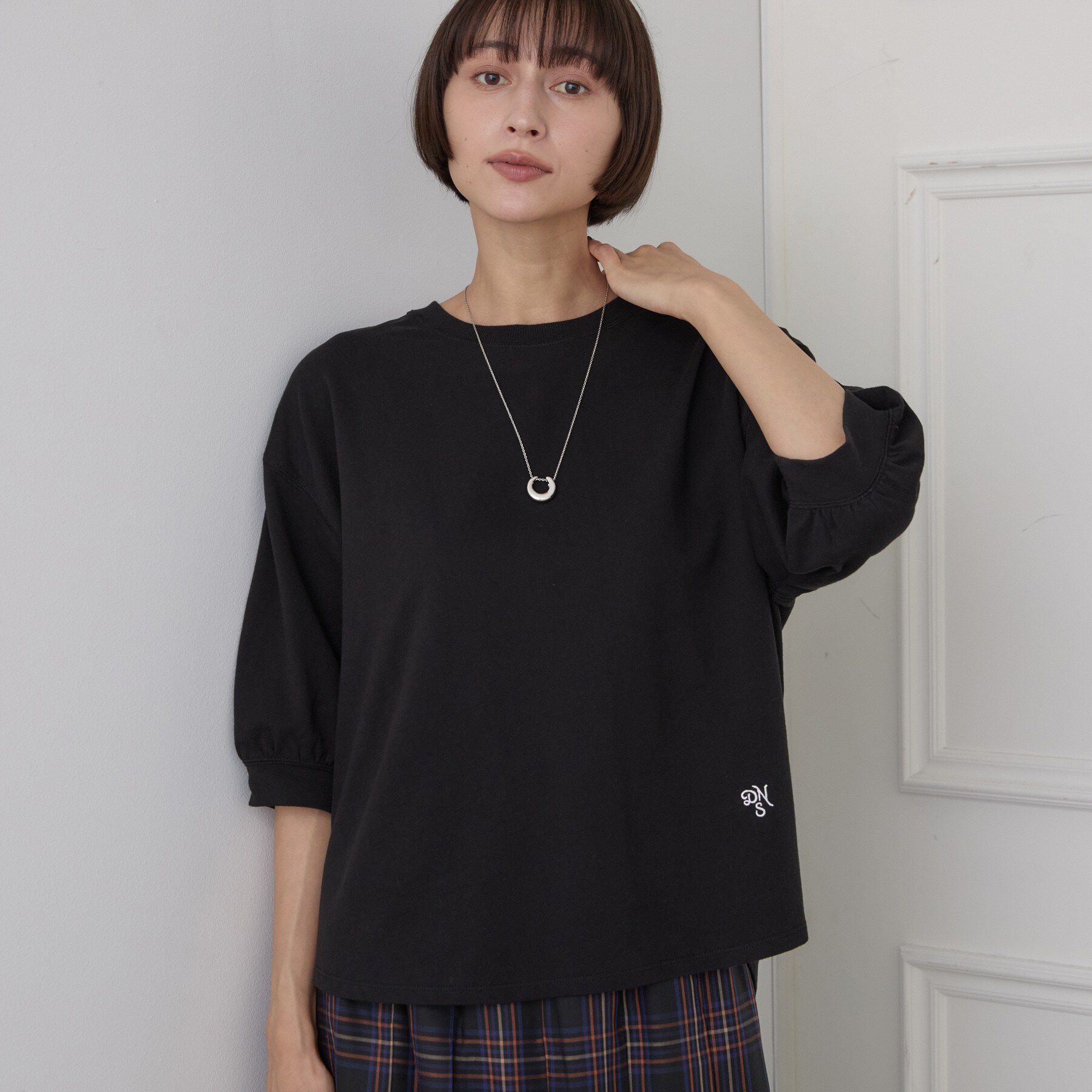 Dessin「【高レビュー/洗える/XS-L】バックヘンリーミニ裏毛 5分袖」|Tシャツ・カットソー|
