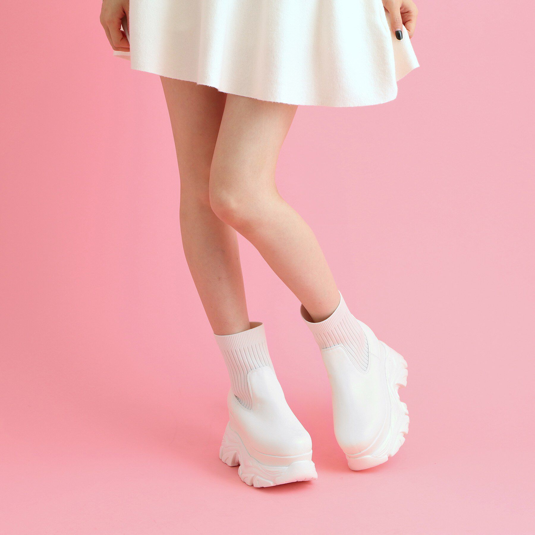 csT&P「美脚見え厚底ニットブーツ」|ショートブーツ|
