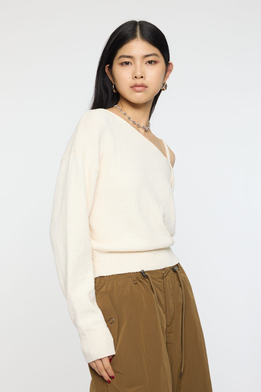 MOUSSY「BUTTON STRAP ワンショルダートップス」|ニット・セーター|