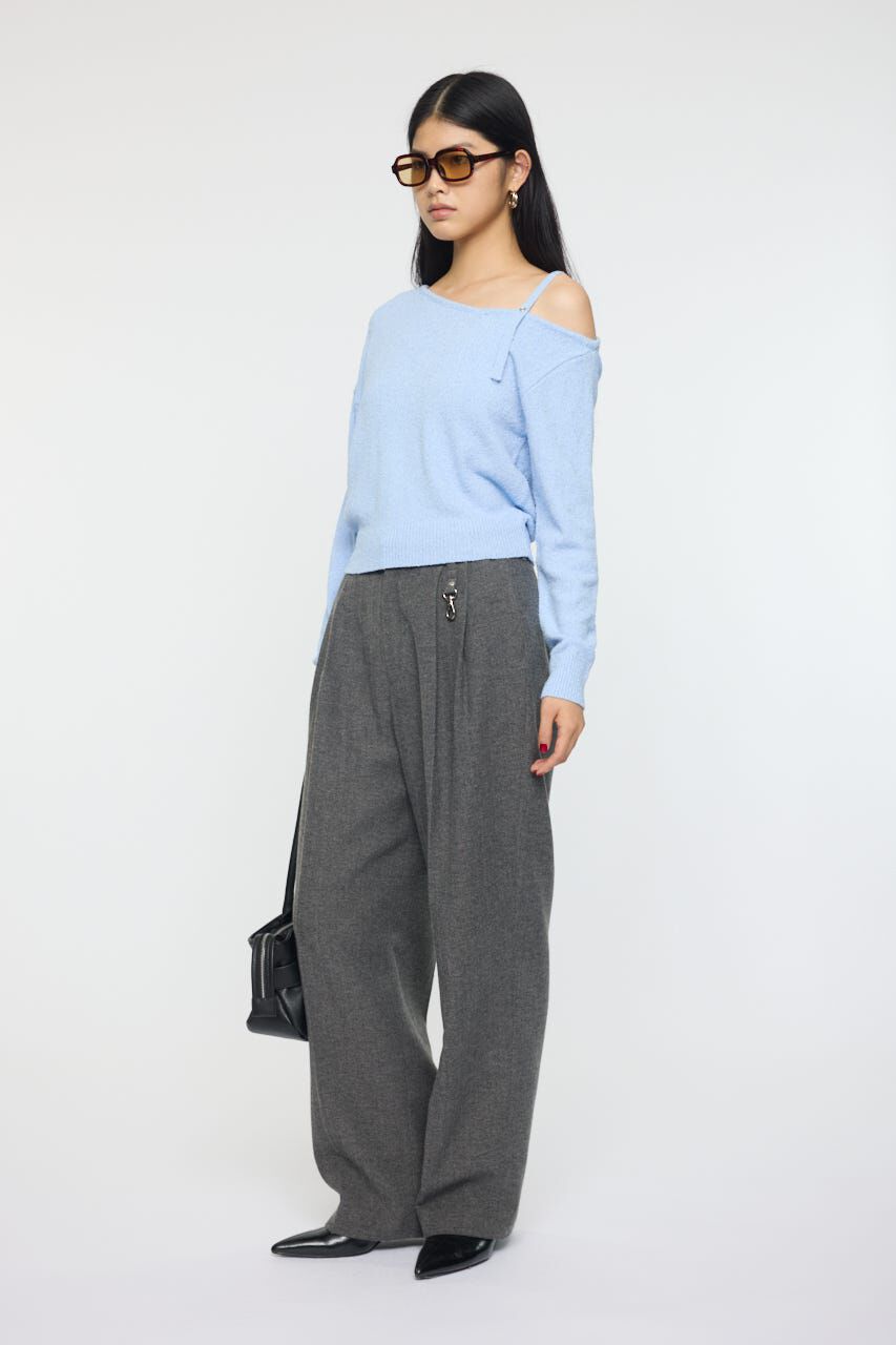MOUSSY「BUTTON STRAP ワンショルダートップス」|ニット・セーター|
