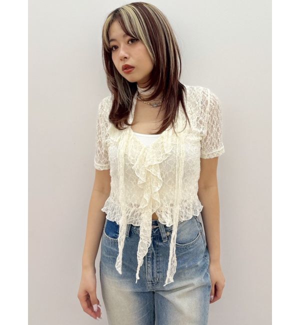 EVRIS「レースチョーカーネックトップス」|シャツ・ブラウス|ホワイト