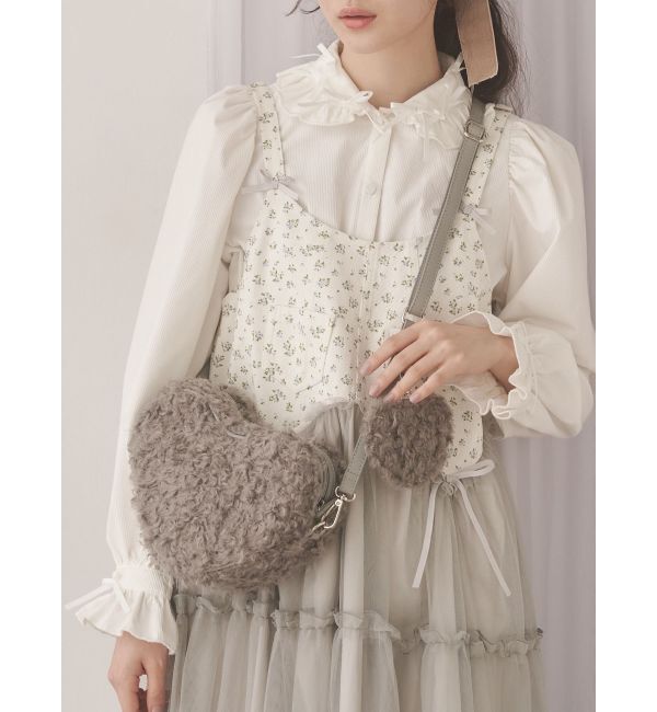 merry jenny「fluffy heart bag」|ショルダー・メッセンジャー|グレー