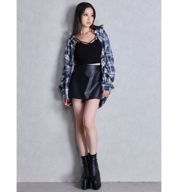 GYDA「processing checkered print looseシャツ」|シャツ・ブラウス|