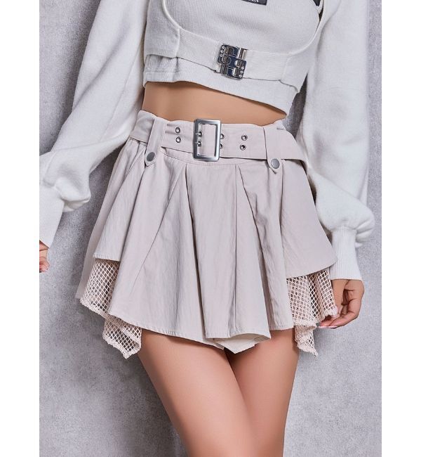 GYDA「HEM Symmetryメッシュスカートライクショートパンツ」|スカート|