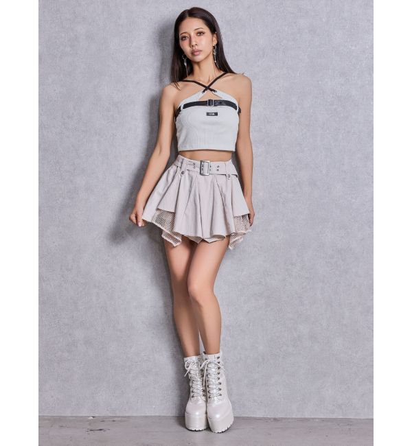 GYDA「HEM Symmetryメッシュスカートライクショートパンツ」|スカート|