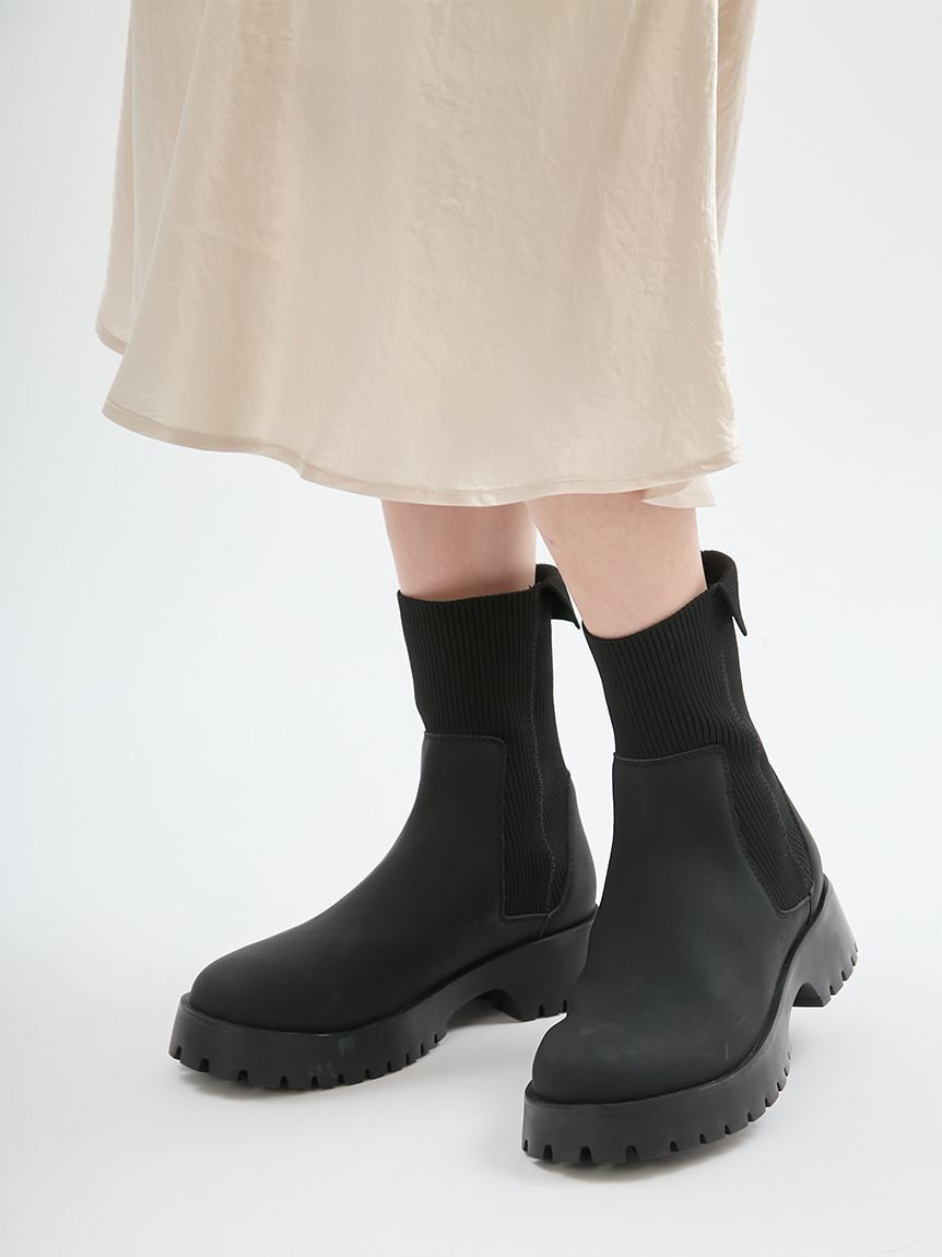 emmi atelier「ソックスブーツ」|ショートブーツ|BLK