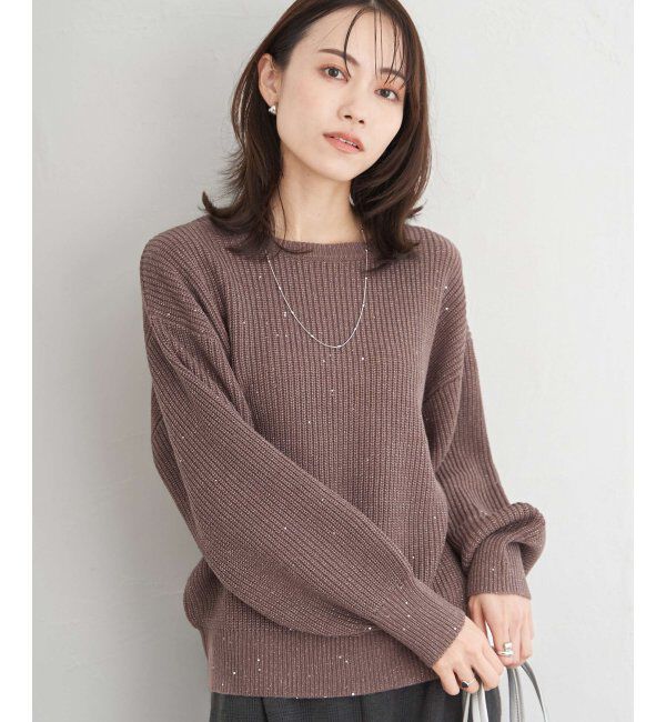 ikka「ラメスパンコールニットプルオーバー」|プルオーバー|