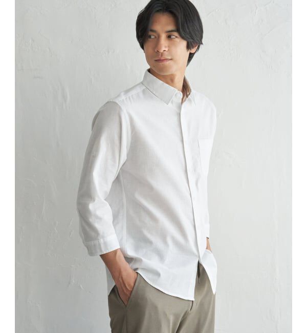 ikka「【雑誌MonoMax5月号掲載】フレンチリネンMIX袖2WAYシャツ【接触冷感】「小泉孝太郎さん着用モデル」」|シャツ・ブラウス|ホワイト