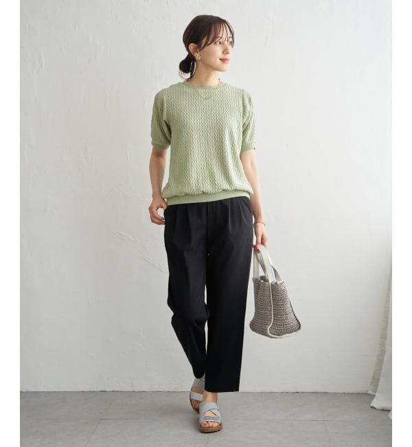 ikka「【雑誌InRed6月号掲載】幾何学柄ジャカード半袖プルオーバー 【親子コーデ】」|Tシャツ・カットソー|