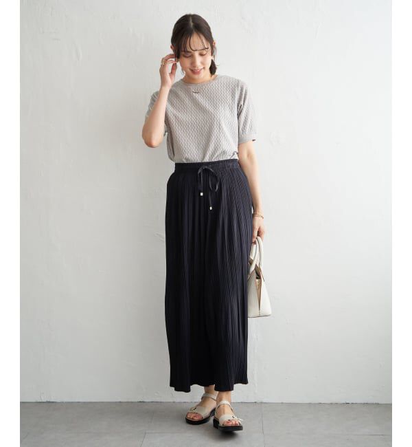 ikka「【雑誌InRed6月号掲載】幾何学柄ジャカード半袖プルオーバー 【親子コーデ】」|Tシャツ・カットソー|