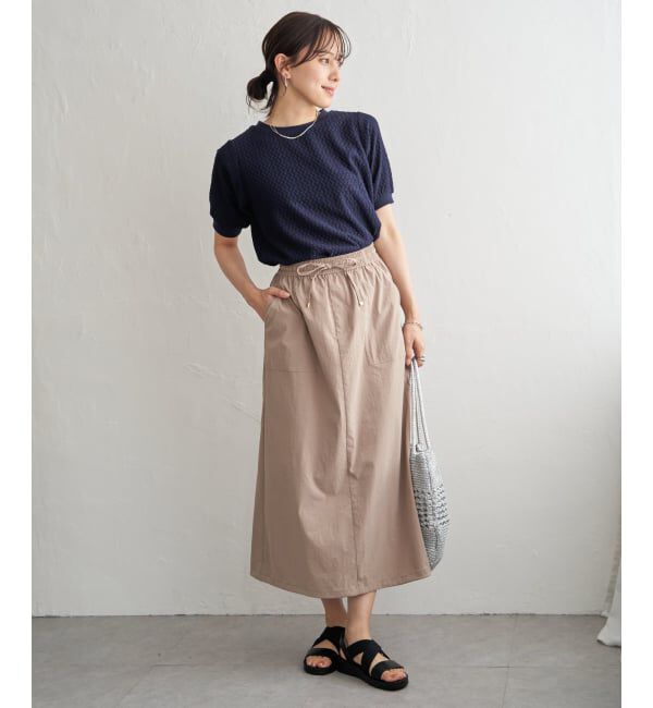 ikka「【雑誌InRed6月号掲載】幾何学柄ジャカード半袖プルオーバー 【親子コーデ】」|Tシャツ・カットソー|