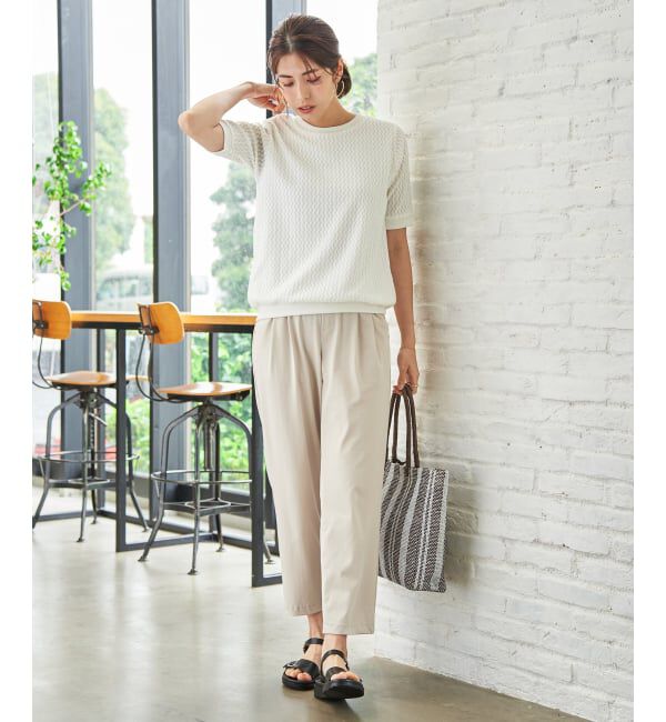 ikka「【雑誌InRed6月号掲載】幾何学柄ジャカード半袖プルオーバー 【親子コーデ】」|Tシャツ・カットソー|