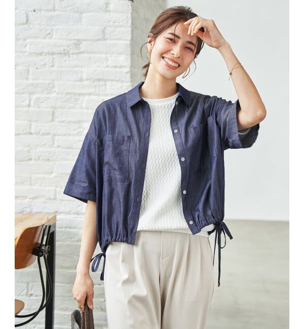 ikka「【雑誌InRed6月号掲載】幾何学柄ジャカード半袖プルオーバー 【親子コーデ】」|Tシャツ・カットソー|