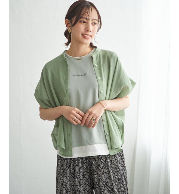 ikka「【雑誌InRed6月号掲載】コットンライクシアードルマンブラウス」|シャツ・ブラウス|