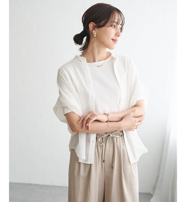 ikka「【雑誌InRed6月号掲載】コットンライクシアードルマンブラウス」|シャツ・ブラウス|