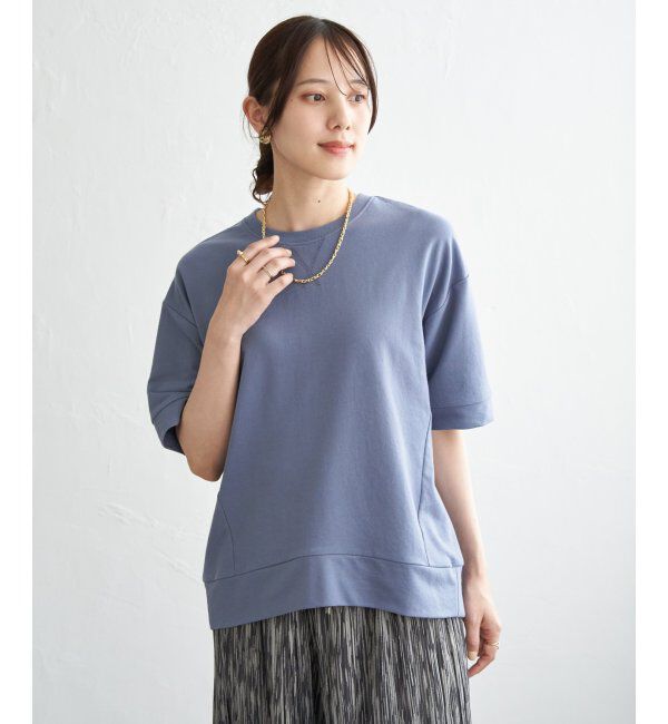 ikka「冷感スウェットライク半袖プルオーバー」|Tシャツ・カットソー|