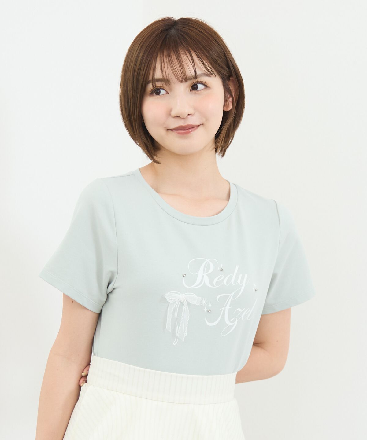 REDYAZEL「レースリボンロゴTシャツ」|Tシャツ・カットソー|ミント