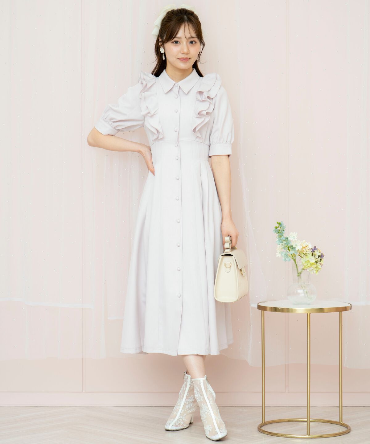 WILLSELECTION「ラッフルリボンタイシャツワンピース」|ワンピース|