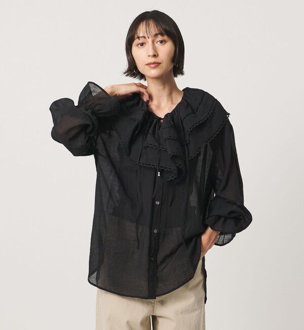 UNITED ARROWS「【別注】＜dahl&rsquo;ia＞フリル ドレープ ブラウス」|シャツ・ブラウス|