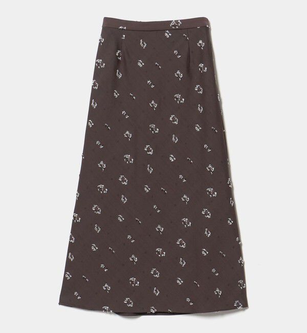 UNITED ARROWS「サテン フラワー ジャガード スカート ‐ウォッシャブル‐」|フレア|DK.BROWN