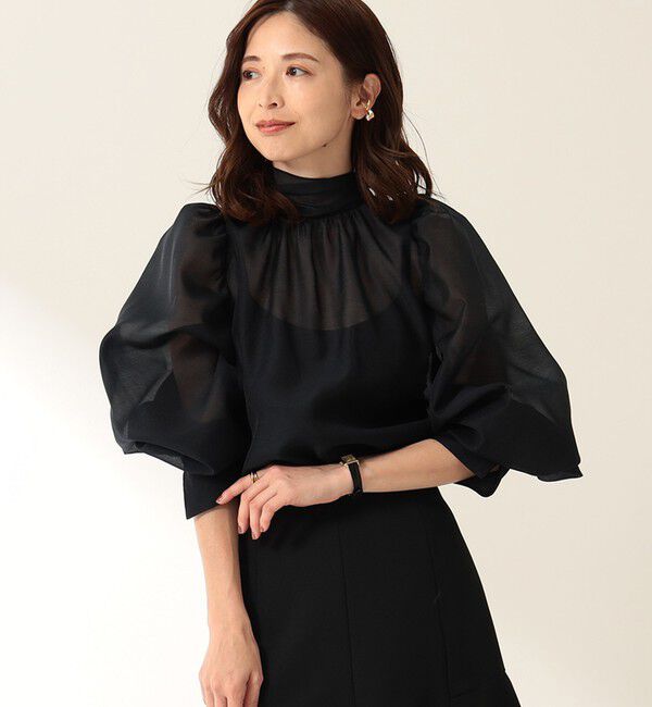 Demi-Luxe BEAMS 「オーガンジー リボンブラウス」|シャツ・ブラウス|NAVY