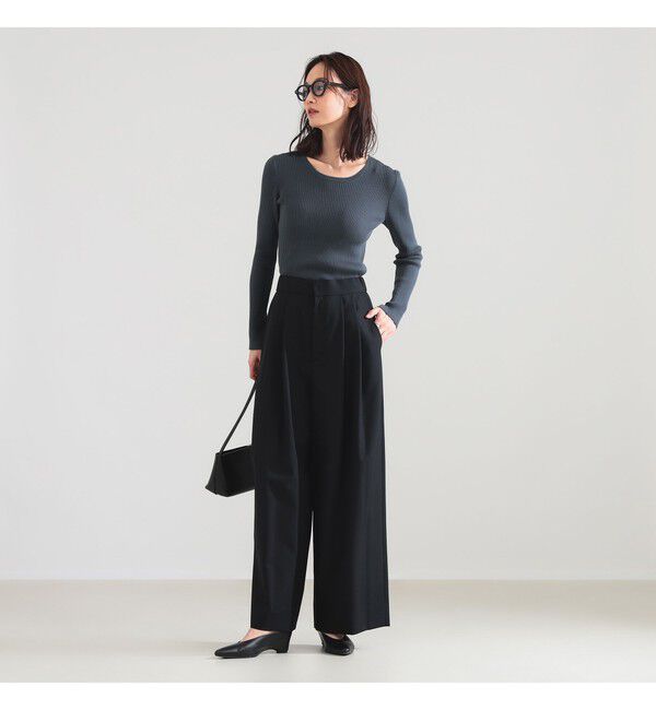 BEAMS SELECTION for WOMEN「ATON / ウールトロピカル ワイドイージーパンツ」|チノ|