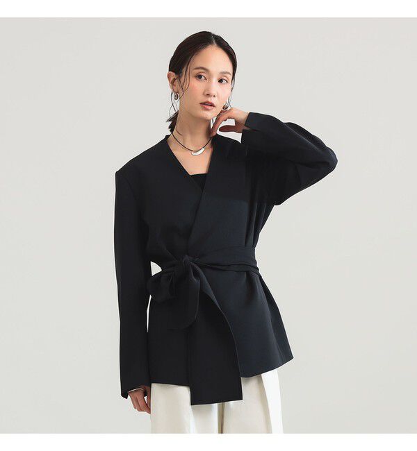 Demi-Luxe BEAMS 「ドライカルゼ ベルテッド ジャケット」|ダッフルコート|BLACK