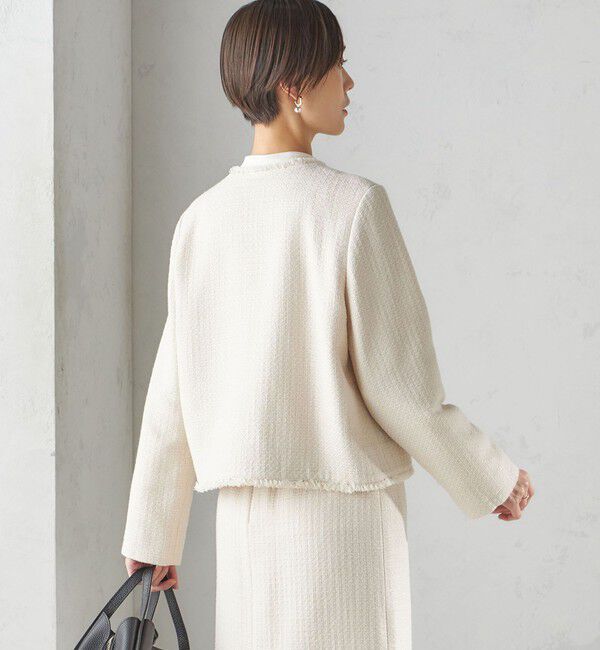 SHIPS for women「〈セレモニー対応可〉スラブ ツイード ノーカラー ジャケット（セットアップ対応）」|ノーカラージャケット|