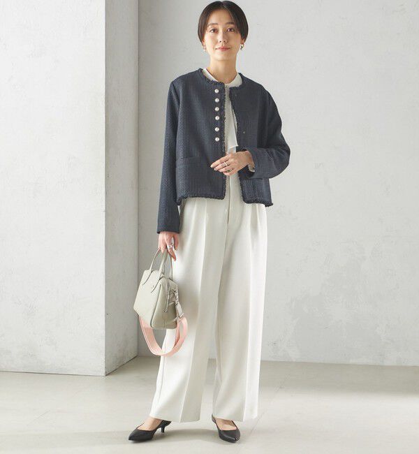 SHIPS for women「〈セレモニー対応可〉スラブ ツイード ノーカラー ジャケット（セットアップ対応）」|ノーカラージャケット|