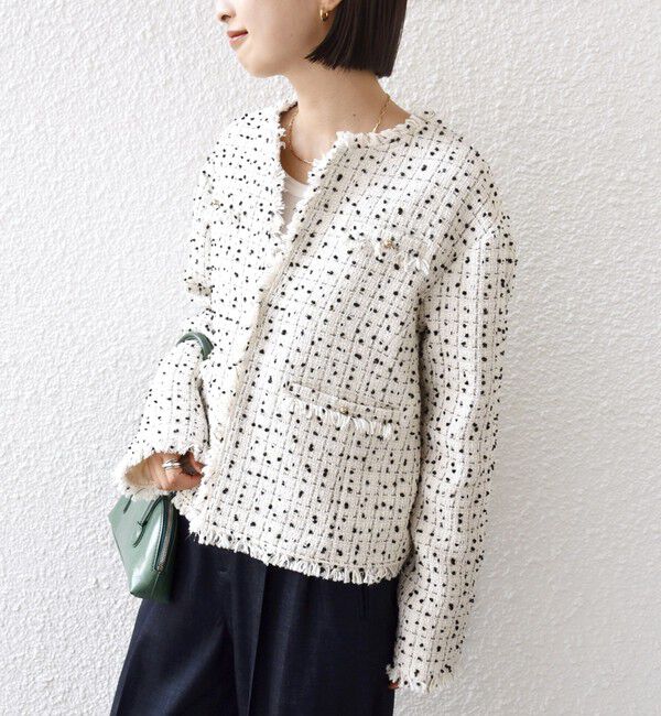 SHIPS for women「【SHIPS別注】troisiemeCHACO: ツイード ジャケット（セレモニー対応可）」|ノーカラージャケット|