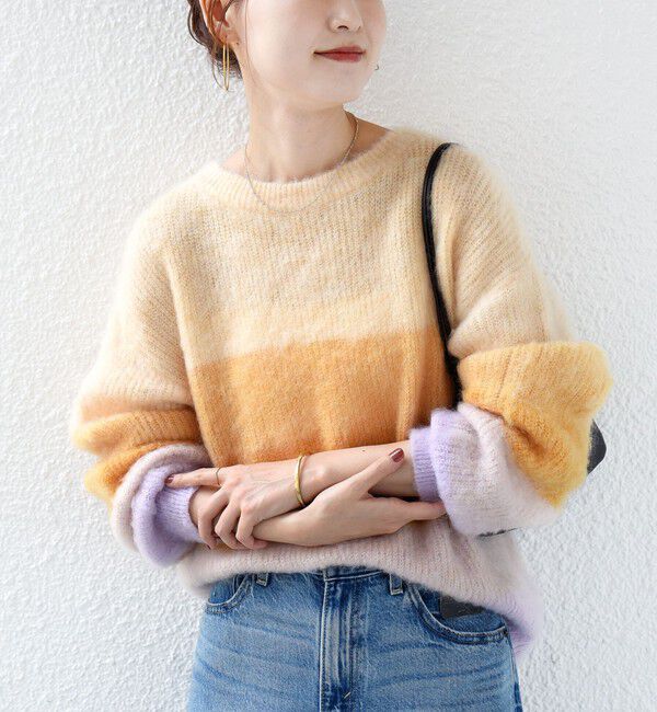 SHIPS for women「《一部予約》【WEB限定】〈手洗い可能〉モヘヤ混 グラデーション ニット プルオーバー」|ニット・セーター|