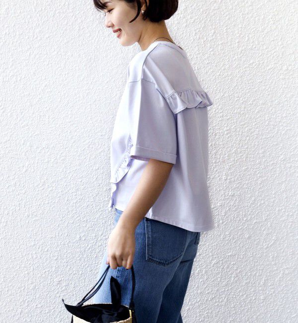 SHIPS for women「【WEB限定】〈接触冷感〉オーガニック コットン フリル TEE」|Tシャツ・カットソー|