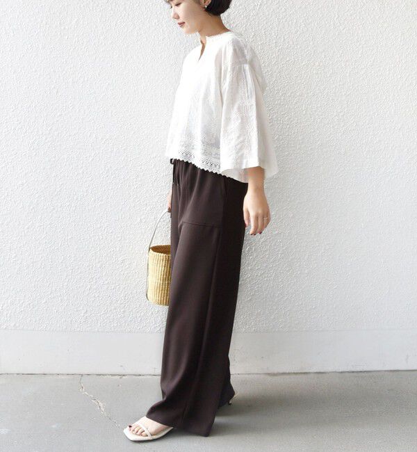 SHIPS for women「〈手洗い可能〉パッチワーク レース ショート スリーブ 羽織 ブラウス」|シャツ・ブラウス|